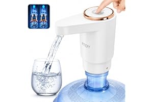 PTIDY Electric Water Dispenser Pump, Dual Motor & Double Outlet, USB-C Rechargeable Portable Bottle Dispenser for 2-5 Gallon Jugs, One-Touch Low-Noise Design for Home, Office and Kitchen, White