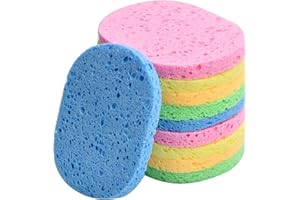 GRANVOO 10 Pcs Spugnette Viso Pulizia, Spugna Lavaggio Viso, Struccante Detergente Riutilizzabile, Spugna Cosmetico in Cellulosa, Spugne Pads per Esfoliazione Pulizia Profonda, Non Irritanti (Multicolore)