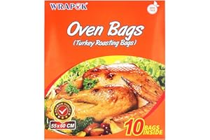 WRAPOK Large Turkey Roasting Bags Cooking Oven Chicken Bag For Meat Poultry Fish Seafood Vegetable - 10 Bags (21.6 x 23.6 Inch)