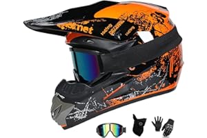 UIGJIOG MTB Helm Fullface Kinder,Motorradhelm Grün und Orange Erwachsener Motorrad Downhill Full Face Helm für Mountainbike Bergbuggy Sport Schutz