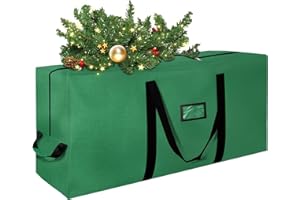 BOOPNEW Sac de Rangement pour Sapin de Noël Artificiel, Housse de Protection pour Arbre jusqu'à 210 cm, Tissu Oxford 600D, Imperméable, Anti-poussière, Idéal pour les sacs de rangement de jardin, Vert
