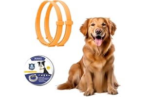 Yositochuan collare antipulci cane, Collari Antipulci per Cani può proteggere per 8 mesi, set di 2 pezzi contenente piccola e grande, collare antipulci cane taglia (arancione)