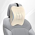 WELLGIVER Ultimate Car Neck Rest Pillow, 100% Memory Foam Car Pillow for Comfortable Rides, Superior Neck Support Cushion, Relieves Neck Pain (Beige (Pack of 1), Medium)