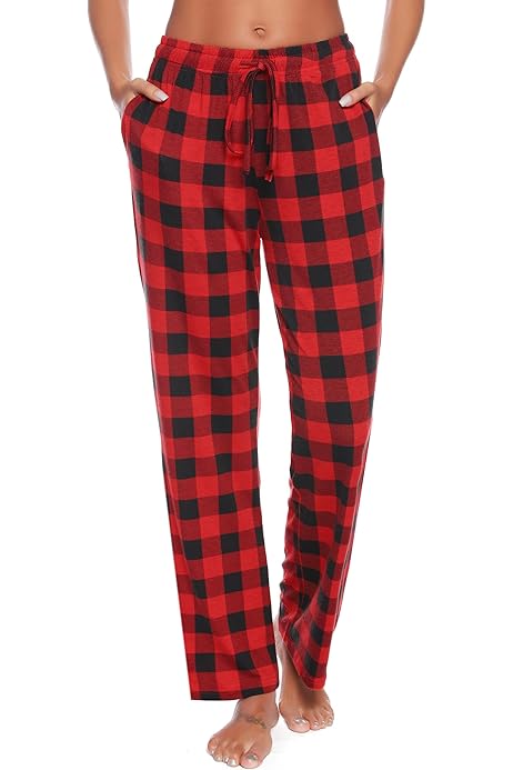 Ladies Checked Pajama Bottoms, Ladies Elastic Waistband Pajama Pants Lounge  Pants PJ Nightwear, 28 : Amazon.nl: Fashion