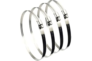 EESTECK 4Pcs 194-216mm Hose Clips Adjustable 304 Stainless Steel Duct Clamps Hose Clamp Pipe Clamp Air Ducting Clamp Worm Drive Hose Clamps