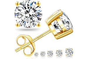 KRKC & CO KEEP REAL KEEP CHAMPION KRKC&CO 0.6-3 CT Moissanite Earrings for Women, 4-7.5MM Diamond Earrings Stud, 925 Sterling Silver Earrings Hypoallergenic Studs, Vermeil Earrings, Diamond Sparkly Solitaire Earrings for Girl
