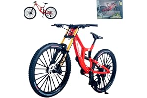 Kuasting 1:8 Scale Mountain Bike Toy DS Die-Cast Mini Finger Bicycle Model Desktop Decoration DH Alloy Bike Action Figurine Toy for Cake Topper Crafts (Red)