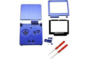 THE TECH DOCTOR Boîtier de remplacement Gameboy Advance SP complet pour boîtier de protection, lentille d'écran et boutons – Kit de réparation professionnel avec outils (Bleu)