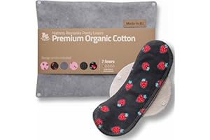 Protèges Slip Lavables Réutilisables en Coton Bio pour Pertes Blanches (M, x7); FABRIQUÉS en UE, Lavables à Haute T°, 100% Respirants, Protection Féminine SEULEMENT pour Usage Quotidien (Sans PUL)