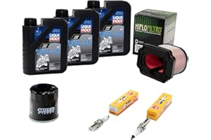 MVH BOCKAUF Kit d'entretien huile 3L + filtre à air + filtre à huile + bougies d'allumage pour Yamaha XTZ 700 XTZ700 Tenere DM071 DM081 année de construction 2019-2022