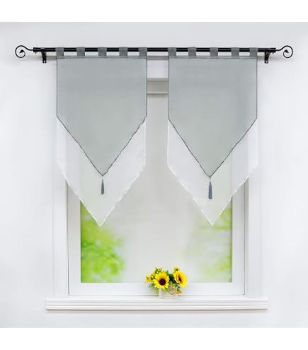 Rideau Brise-Bise Joyswahl Mia 45x90cm - Voilage Transparent, Gris, Passants Pour Tringle