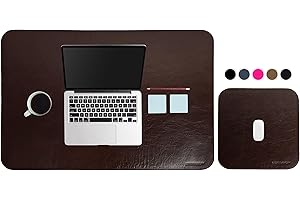 LUX BRAND Set di Tappetini da Scrivania in Vera Pelle, 2 pezzi: Tappetino da scrivania XXL e Tappetino Mouse Pad. Sottomano da Ufficio, Tappetino da Tavolo, Tastiera e Mouse, PC. Made in Italy (Testa di Moro)