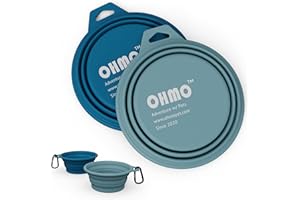 OHMO Collapsible Dog Bowl, (2 Pack 400ml) Premium Silicone Pet Water Bowls for Cats & Dogs, Portable Dog Travel Bowls Foldable for Outdoor Camping Hiking