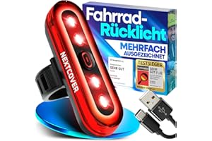 ‎NEXTCOVER NEXTCOVER® Rücklicht Fahrrad mit [VisionLux] LEDs und Bremslicht I StVZO zugelassen I LED Fahrradrücklicht mit 8 Stunden Akku I Fahrradlicht hinten für Rennrad, E-Bike, Fahrrad Rücklicht blinkend