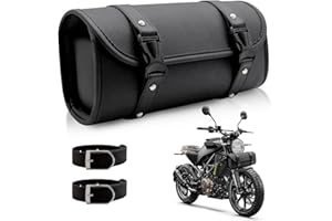 Griwuut Borsa Attrezzi da Moto Impermeabile in Pelle – Borsa da Sella e Laterale Universale, con 2 Cinghie di Fissaggio per Manubrio e Forcella per Maggior Parte Delle Motociclette e Fuoristrada