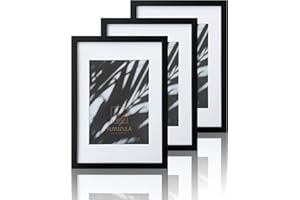 VUVUZULA A3 Frame Black Photo Frame A3 Picture Frames A3 Black Frame with Mount for A4 Print Set of 3 with Perspex Glass