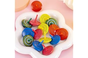 FDRJKN 22 Pcs Spinning Top, Spinning Tops For Kids, Spinning Toys, 4 Cm Handmade Painted Wooden Party Bag Fillers And Wood Spinning Top Toy Creative Wood Sensory Toy For Kindergarten Kids Children