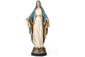 BC BUILDCLASSIC BC - Estatua católica de Nuestra Señora de Gracia, Figura de Virgen María para Altar, Regalo religioso para mamá, decoración católica del hogar, 13.5 Pulgadas de Alto, Pintada a Mano por Buildclassic