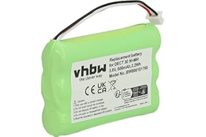 VHBW Batería NI-MH 600mAh 3.6V, para AGFEO, Auerswald Comfort, ELMEG, TIPTEL Dect sustituye AH-AAA600F, 84743411