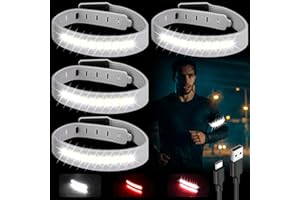 AICHARYNIC Pulsera LED USB, 4 unidades, COB, pulsera luminosa LED, banda reflectante, banda de luz, banda reflectante, luz de seguridad, para correr, correr, deportes
