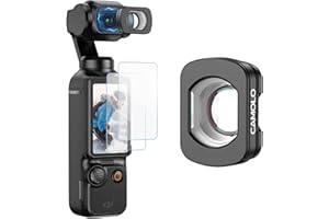 CAMOLO Wide-Angle Lens for DJI Osmo Pocket 3,Magnetic Attachment, Multi-Coated HD Optical Glass,Expanded FOV of 112° Action Camera Lens,2pcs Screen Protector Included