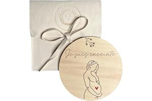MOONBABY Annonce grossesse carte en bois Papa Mamie Papi Tata Tonton Arrière Grand-Mère Arrière Grand-Père avec pochette (Je suis enceinte)
