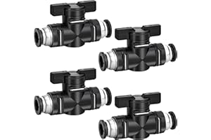 TINGJS Pneumatik Steckverbinder Gerade 8 mm Pneumatischer Kugelhahn mit Absperrhahn für Schnellen Anschluss von Luftleitungen 4 Stück