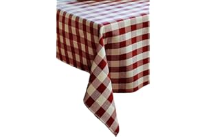 Textildepot24 Bielizna stołowa z 2 cm karo z bawełny - kolor rubinowy biały (130x170)