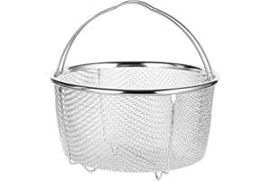 HEEPDD Panier à Vapeur en Maille, Panier à Tamis en Acier Inoxydable avec Poignée pour Autocuiseur instantané, Lavage de la Vapeur de Friture (18cm)