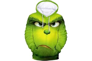 OPEIXSAYKOC ZORTORZ Unisex Weihnachten Hoodies,Lustige kreative 3D Druck Hoodie mit Taschen Langarm,Grün Outfits für Paare,Weihnachten Sweatshirt für Herren und Damen (Grün)