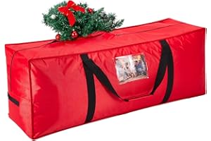 OUSFOT Porta Albero di Natale per Alberi Fino a 2,1-2,4 m, Sacca per Albero di Natale 1680D Oxford Impermeabile Pieghevole Manici Rinforzati Rosso, per Custodia Natalizie