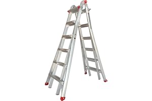 BTF Escalera Telescópica Plegable de Aluminio | Multifuncional en Tijera y Apoyo | Certificación EN131, Carga 150 kg. Ligera, Segura y Portátil para Uso Profesional (6x4PRO)