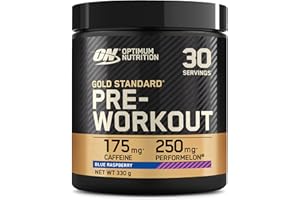 Optimum Nutrition Gold Standard Pre-Entreno en Polvo, Bebida Energética Sabor Frambuesa Azul, 330g, 30 Servicios