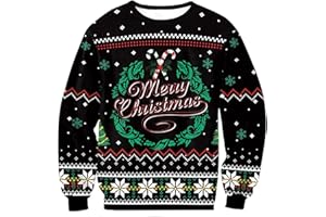 Jarseila Pulls de Noël Femme Moche Sweat de Noël Jumper Manches Longues T-Shirt Famille Pull Tops Xmas Père Noël Renne Flocon de Neige