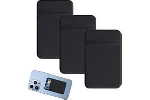 Caybats Portefeuille de Téléphone, 3 Pièces, Portefeuille Mobile à Coller, Pochettes Extensibles en Tissu, Idéal pour Carte d'Identité, Carte de Crédit, Compatible avec iPhone, Samsung, LG - Noir