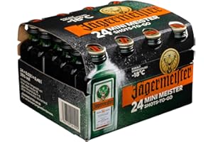 ‎JÄGERMEISTER Jägermeister – 24 x 0,02l Premium Kräuterlikör Shots 35% Vol. als Party Geschenk – Aus 56 erlesenen Kräuter – Im Eichenfass gelagert – Das Original aus Wolfenbüttel