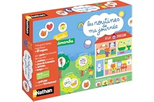 Nathan - Les Routines de Ma Journée - Calendrier pour Organiser Ses Journées - Grand Tableau Magnétique Educatif avec 87 Magnets - Pour Enfants à partir de 3 ans