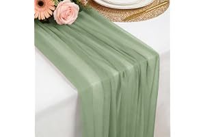 Bordslöpare i chiffong Salviagrön, 77 X 300 CM Mjuk och BekväM BordlöPare för Bohemiska BröLlop, Fester, Dop, Babyshowers, Mö