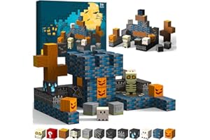 DLISHKA Halloween Magnetische Bausteine, Interessantes Montessori Kreative Set, Geburtstagsgeschenke für Kinder und Erwachsene oder Spielefans, Outdoor-Blockspielzeug für Jungen, Mädchen und Kleinkinder