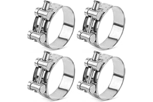 ENUTROF Moto Collier de Serrage Tuyau d'échappement 4Pcs Colliers de Manchon Echappement en Acier Inoxydable pour Famille Turbines Tuyaux de Drainage Raccord Bateaux Camions de Construction (60-63mm)