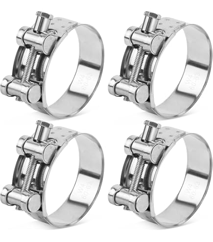 Collier D'échappement Inoxydable 63-67mm - Lot De 2 - Pour Moto, Voiture, Bateau - Serrage Fort, étanche, Universel