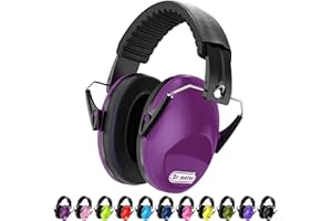 Dr.meter Ear Defenders Children, Children SNR 27dB Protective Earmuffs with Noise Blocking muffs Sleeping Studying Adjustable Head Band, Grape Purple, 3-16 Years Old (EM100)