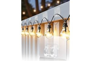 AGPTEK Lot de 100 Crochets pour Guirlandes Lumineuses Extérieures, Crochets Lourds Auto-adhésifs, Clips Transparents, Idéals pour Décoration de Noël, Terrasse, Jardin, Balcon - Double Crochet