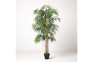 TRADALA ARTIFICIAL TREES Tradala 4'11" Lush Artificial Tree Large Bamboo 150cm / 4ft 11" Tall with Real Wood Trunk - For Home Living Room Indoors