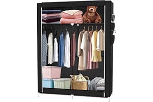 RELOVE Faltbarer Aufbewahrungsschrank, Kleiderschrank, Textil, aus Vliesstoff, mit Reißverschluss – Kleiderschrank, Campingschrank (105 x 45 x 170 cm)