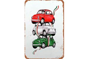 GDRAY Plaque en métal rétro pour Fiat 500 - Décoration murale - Pour garage - Pour les amateurs de voiture