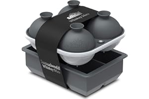 Samuelworld Premium Silicone Ice Cube Tray with Lid, Set of 2-Large Ice Cube Molds Set Square & Sphere Round Ice Ball Maker Mold, Whiskey Ice Trays Freezer, Cocktail Kit, Bartesian, Reusable BPA Free