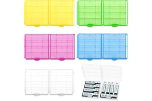 10 PCS AA/AAA Battery Storage Box, KUOQIY Multifunctional Plastic Battery Case Holder, for Storing and Protecting AA and AAA Batteries (5 Colours)