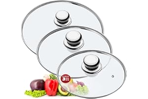 KADAX Set di coperchi universali per pentole in vetro con manico, resistenti al calore, varie misure, coperchio in vetro per pentola, padella (20 + 24 + 28cm, manico in metallo) K8380
