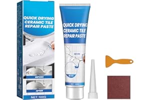KOAHDE Pâte de réparation pour carreaux de céramique, baignoires, acrylique, étanche et anti-fuite, kit de réparation en céramique étanche, kit de réparation d'évier pour rayures, 100 g